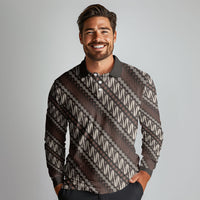 Yogyakarta Parang Batik Motifs Long Sleeve Polo Shirt Indonesian Traditional Pattern