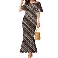 Yogyakarta Parang Batik Motifs Mermaid Dress Indonesian Traditional Pattern LT01 Women Brown - Polynesian Pride