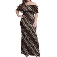 Yogyakarta Parang Batik Motifs Off Shoulder Maxi Dress Indonesian Traditional Pattern