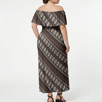 Yogyakarta Parang Batik Motifs Off Shoulder Maxi Dress Indonesian Traditional Pattern LT01 - Polynesian Pride