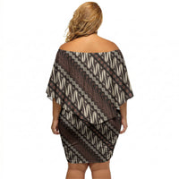 Yogyakarta Parang Batik Motifs Off Shoulder Short Dress Indonesian Traditional Pattern LT01 - Polynesian Pride