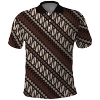 Yogyakarta Parang Batik Motifs Polo Shirt Indonesian Traditional Pattern LT01 Brown - Polynesian Pride