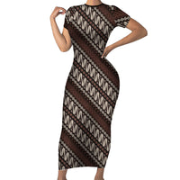 Yogyakarta Parang Batik Motifs Short Sleeve Bodycon Dress Indonesian Traditional Pattern