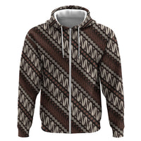 Yogyakarta Parang Batik Motifs Zip Hoodie Indonesian Traditional Pattern LT01 Zip Hoodie Brown - Polynesian Pride