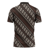 Yogyakarta Parang Batik Motifs Zipper Polo Shirt Indonesian Traditional Pattern LT01 - Polynesian Pride
