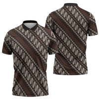 Yogyakarta Parang Batik Motifs Zipper Polo Shirt Indonesian Traditional Pattern LT01 - Polynesian Pride