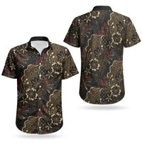Batik Sekar Jagad Couples Matching Off Shoulder Maxi Dress and Hawaiian Shirt Indonesian Traditional Pattern LT01 - Polynesian Pride