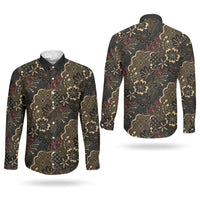 Batik Sekar Jagad Couples Matching Off Shoulder Short Dress and Long Sleeve Button Shirt Indonesian Traditional Pattern LT01 - Polynesian Pride
