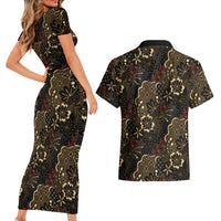 Batik Sekar Jagad Couples Matching Short Sleeve Bodycon Dress and Hawaiian Shirt Indonesian Traditional Pattern