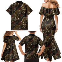 Batik Sekar Jagad Family Matching Mermaid Dress and Hawaiian Shirt Indonesian Traditional Pattern