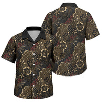 Batik Sekar Jagad Family Matching Off The Shoulder Long Sleeve Dress and Hawaiian Shirt Indonesian Traditional Pattern LT01 Son's Shirt Black - Polynesian Pride