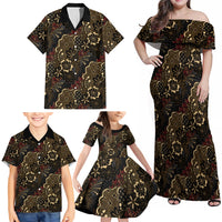 Batik Sekar Jagad Family Matching Off Shoulder Maxi Dress and Hawaiian Shirt Indonesian Traditional Pattern LT01 - Polynesian Pride
