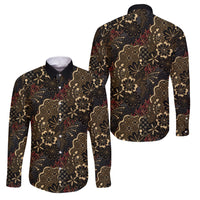 Batik Sekar Jagad Family Matching Off Shoulder Short Dress and Hawaiian Shirt Indonesian Traditional Pattern LT01 Dad's Shirt - Long Sleeve Black - Polynesian Pride