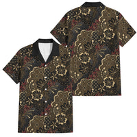 Batik Sekar Jagad Family Matching Puletasi and Hawaiian Shirt Indonesian Traditional Pattern LT01 Dad's Shirt - Short Sleeve Black - Polynesian Pride