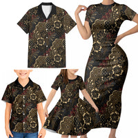 Batik Sekar Jagad Family Matching Short Sleeve Bodycon Dress and Hawaiian Shirt Indonesian Traditional Pattern LT01 - Polynesian Pride