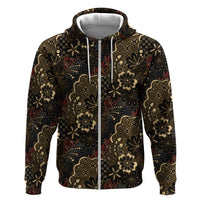 Batik Sekar Jagad Hoodie Indonesian Traditional Pattern LT01 Zip Hoodie Black - Polynesian Pride