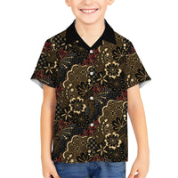 Batik Sekar Jagad Kid Hawaiian Shirt Indonesian Traditional Pattern LT01 Kid Black - Polynesian Pride
