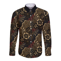 Batik Sekar Jagad Long Sleeve Button Shirt Indonesian Traditional Pattern LT01 Unisex Black - Polynesian Pride