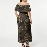 Batik Sekar Jagad Off Shoulder Maxi Dress Indonesian Traditional Pattern LT01 - Polynesian Pride