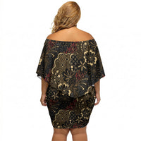 Batik Sekar Jagad Off Shoulder Short Dress Indonesian Traditional Pattern LT01 - Polynesian Pride