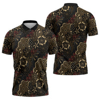 Batik Sekar Jagad Zipper Polo Shirt Indonesian Traditional Pattern LT01 - Polynesian Pride