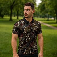 Batik Sekar Jagad Zipper Polo Shirt Indonesian Traditional Pattern LT01 - Polynesian Pride