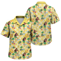 Hawaii Hula Girl Tropical Family Matching Mermaid Dress and Hawaiian Shirt Yellow Palaka