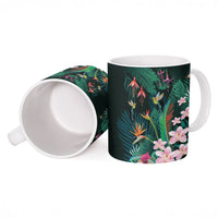 Hawaii Hummingbird Tropical Flowers Ceramic Mug Dark Green