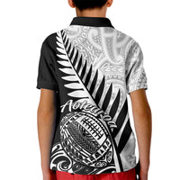 New Zealand Silver Fern Rugby Kid Polo Shirt Aotearoa Maori Black Version LT01 - Polynesian Pride