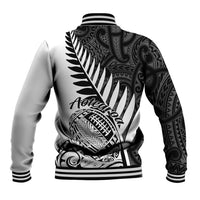 New Zealand Silver Fern Rugby Baseball Jacket Aotearoa Maori White Version LT01 - Polynesian Pride