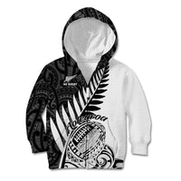 New Zealand Silver Fern Rugby Kid Hoodie Aotearoa Maori White Version LT01 Zip Hoodie White - Polynesian Pride