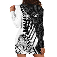 Custom New Zealand Silver Fern Rugby Hoodie Dress Aotearoa Maori White Version LT01 - Polynesian Pride