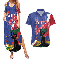 Personalised Haiti Le Marron Inconnu Couples Matching Summer Maxi Dress and Hawaiian Shirt Dashiki Mix Polynesian Pattern LT01 Blue - Polynesian Pride