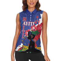 Personalised Haiti Le Marron Inconnu Women Sleeveless Polo Shirt Dashiki Mix Polynesian Pattern