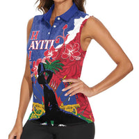 Personalised Haiti Le Marron Inconnu Women Sleeveless Polo Shirt Dashiki Mix Polynesian Pattern