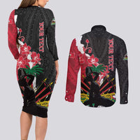 Personalised Ayiti Neg Marron Couples Matching Long Sleeve Bodycon Dress and Long Sleeve Button Shirt Dashiki Mix Polynesian Pattern LT01 - Polynesian Pride