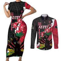Personalised Ayiti Neg Marron Couples Matching Short Sleeve Bodycon Dress and Long Sleeve Button Shirt Dashiki Mix Polynesian Pattern LT01 Black - Polynesian Pride