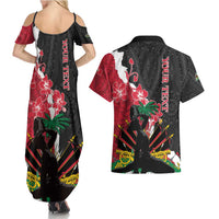 Personalised Ayiti Neg Marron Couples Matching Summer Maxi Dress and Hawaiian Shirt Dashiki Mix Polynesian Pattern