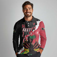 Personalised Ayiti Neg Marron Long Sleeve Polo Shirt Dashiki Mix Polynesian Pattern