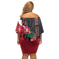 Personalised Ayiti Neg Marron Off Shoulder Short Dress Dashiki Mix Polynesian Pattern LT01 - Polynesian Pride