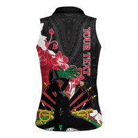 Personalised Ayiti Neg Marron Women Sleeveless Polo Shirt Dashiki Mix Polynesian Pattern