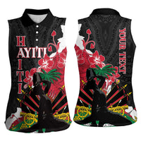 Personalised Ayiti Neg Marron Women Sleeveless Polo Shirt Dashiki Mix Polynesian Pattern