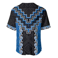Blue Niho Taniwha Mix Poutama Baseball Jersey Unique Taniko Aotearoa