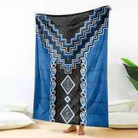 Blue Niho Taniwha Mix Poutama Blanket Unique Taniko Aotearoa LT01 - Polynesian Pride