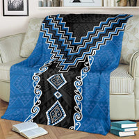 Blue Niho Taniwha Mix Poutama Blanket Unique Taniko Aotearoa LT01 - Polynesian Pride