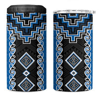 Blue Niho Taniwha Mix Poutama 4 in 1 Can Cooler Tumbler Unique Taniko Aotearoa LT01 One Size: 16 oz Blue - Polynesian Pride