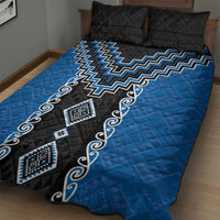Blue Niho Taniwha Mix Poutama Quilt Bed Set Unique Taniko Aotearoa LT01 - Polynesian Pride