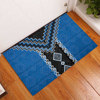 Blue Niho Taniwha Mix Poutama Rubber Doormat Unique Taniko Aotearoa LT01 - Polynesian Pride