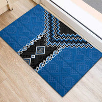 Blue Niho Taniwha Mix Poutama Rubber Doormat Unique Taniko Aotearoa LT01 - Polynesian Pride