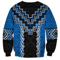Blue Niho Taniwha Mix Poutama Sweatshirt Unique Taniko Aotearoa LT01 - Polynesian Pride